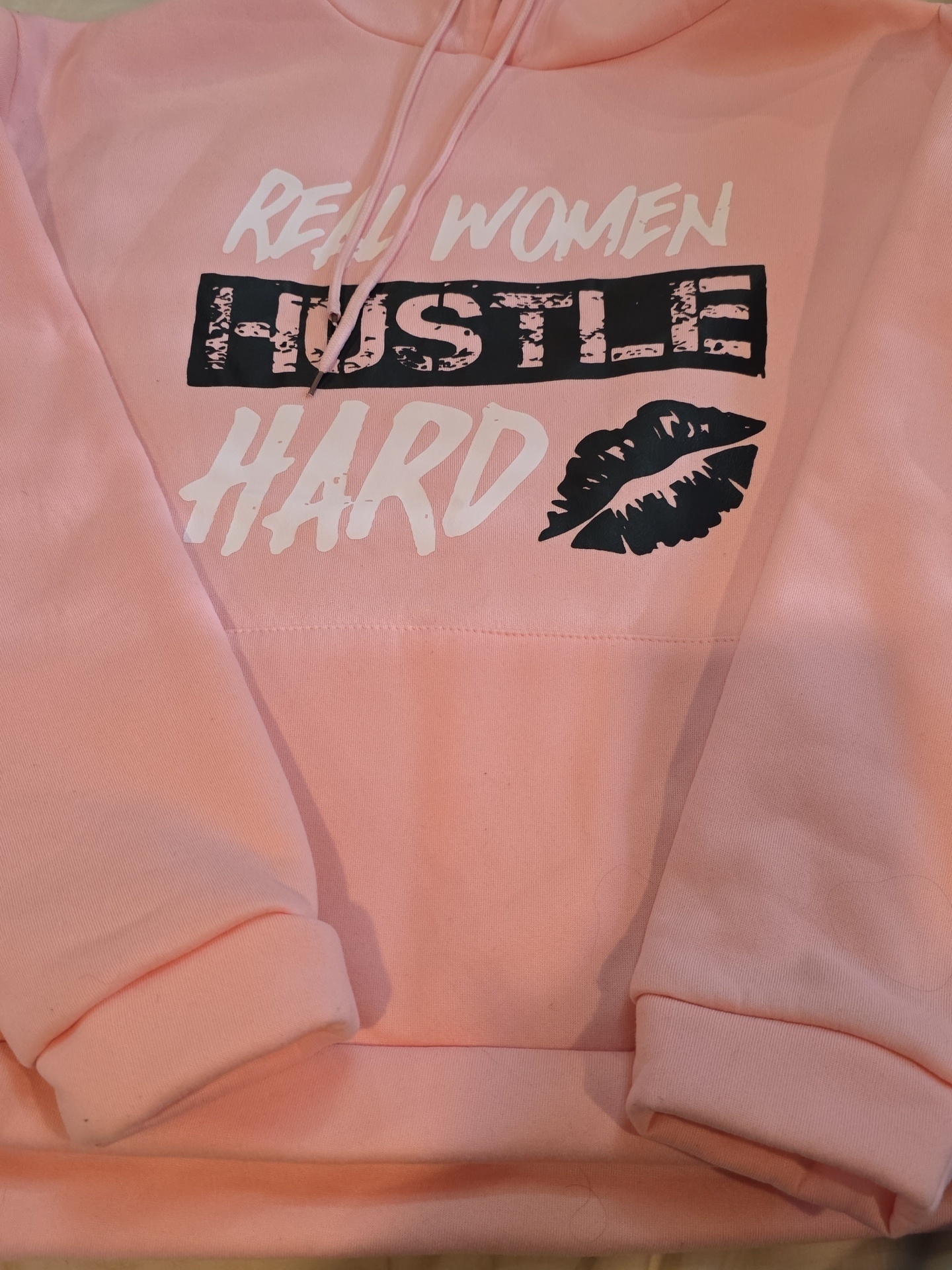 Womens Pink Graphic Hoodie  Hustle Hard